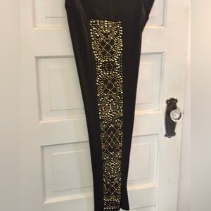 VENUS Black Leggings with Gold Accents